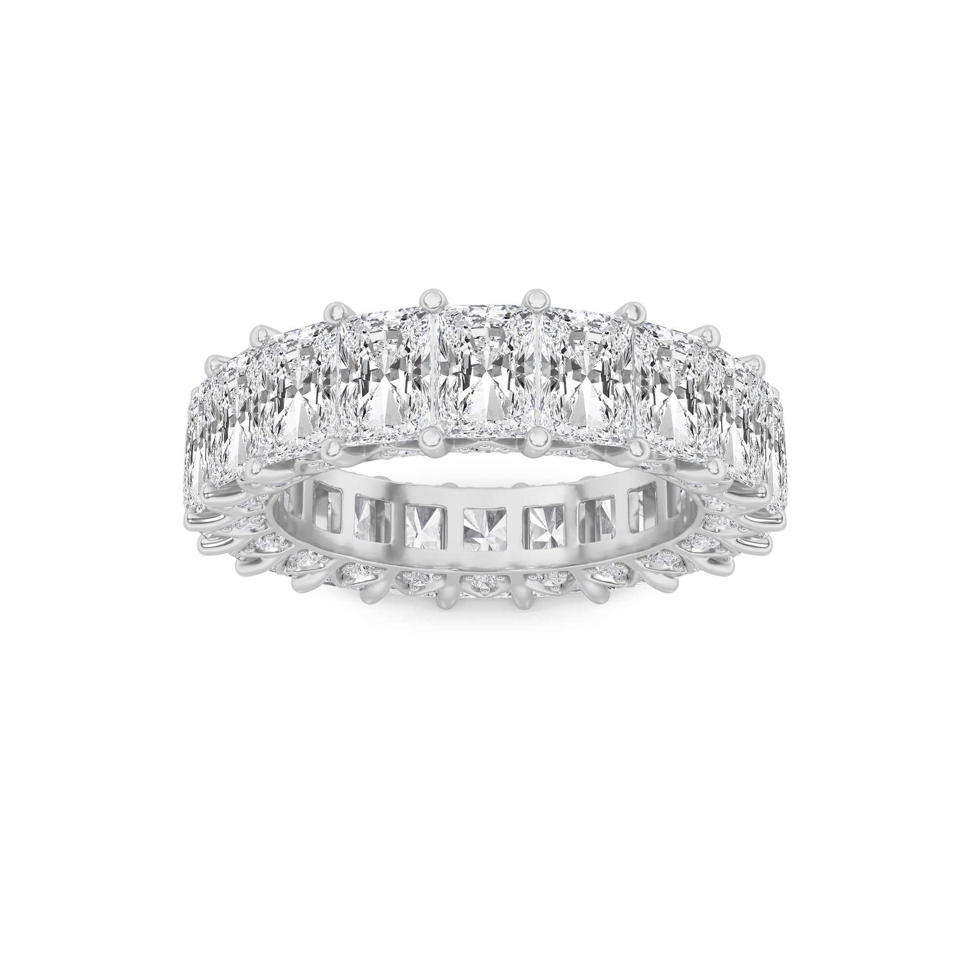 9.00ct 14K White Gold Eternity Band Emerald Diamond Ring