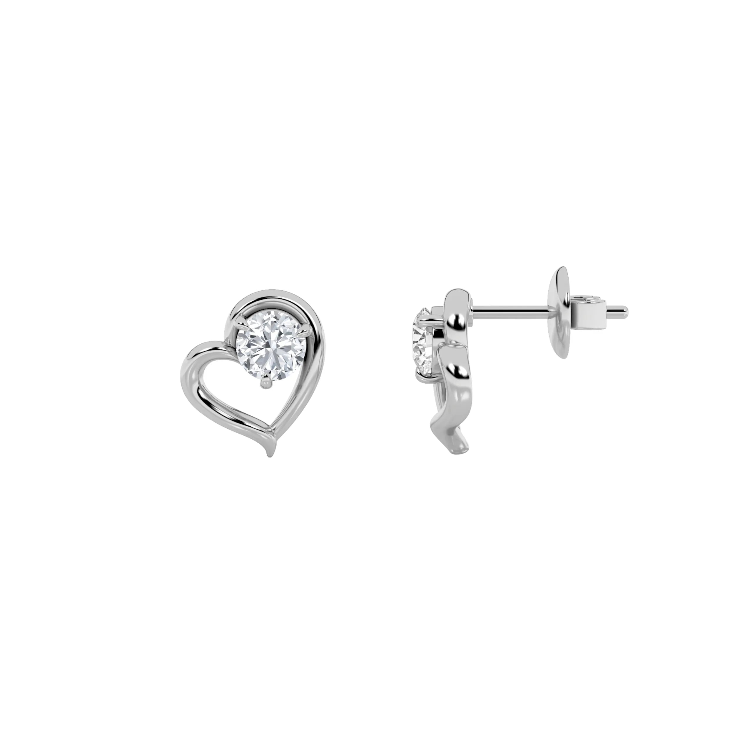 0.54ct 14K White Gold Round Diamond Heart Earrings