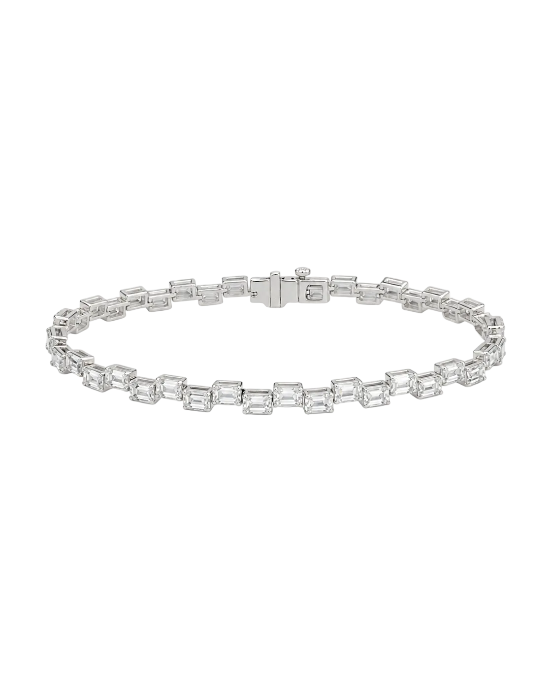 9.92ct 14K White Gold Emerald Lab-Grown Diamond Tennis Bracelet