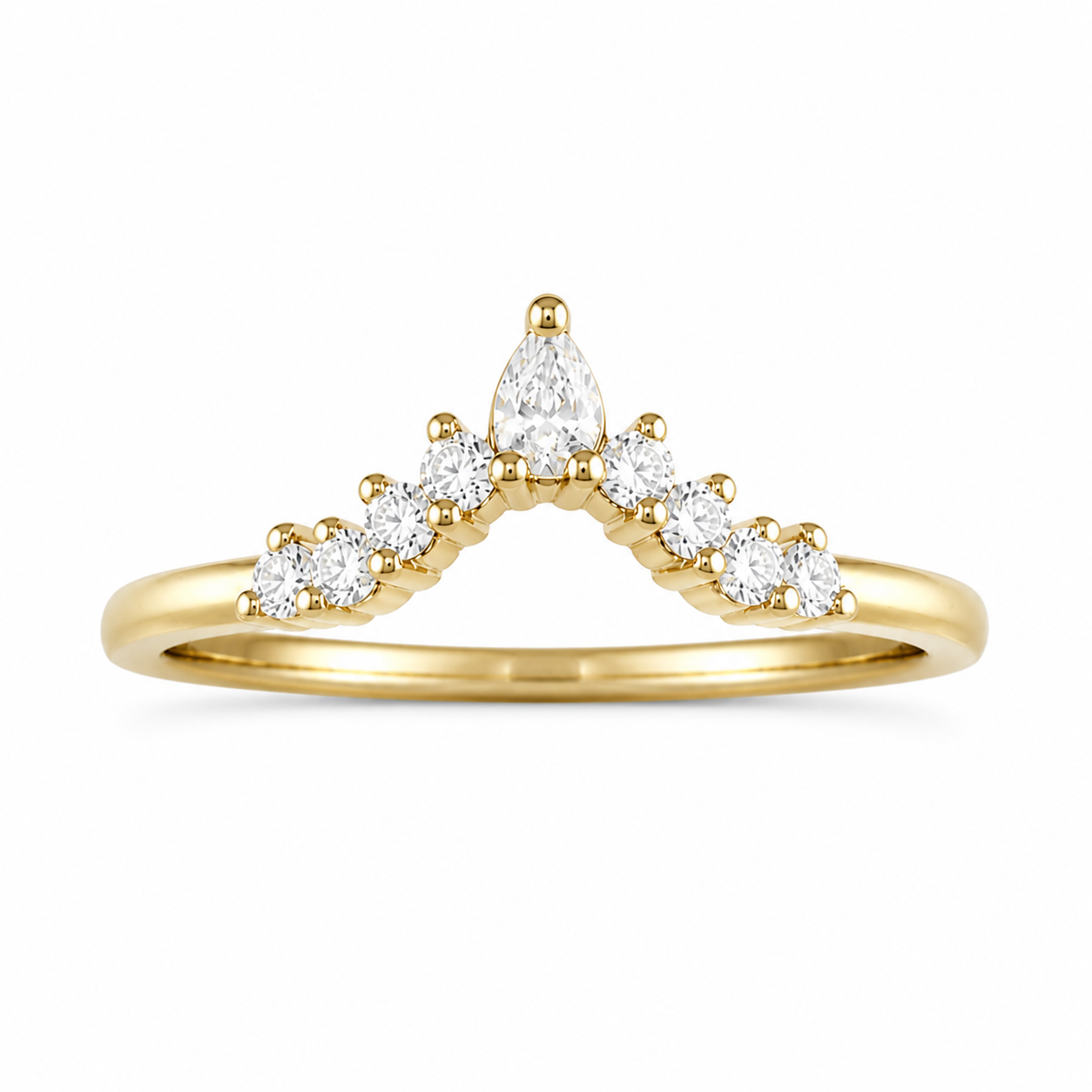 0.30ct 14K Yellow Gold Diamond Wave Ring