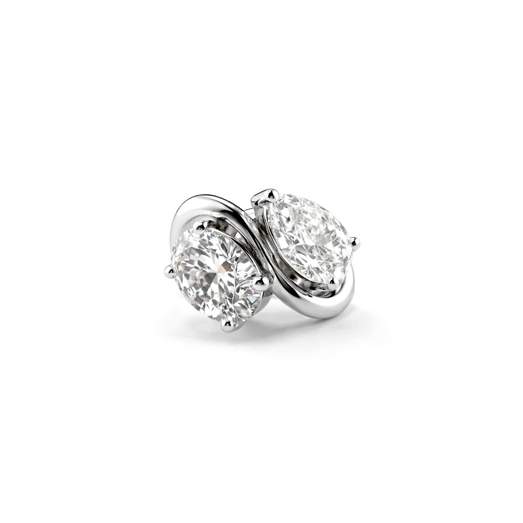 3.00ct 14K White Gold Wave Modern Oval and Pear Diamond Ring (IGI Certified)