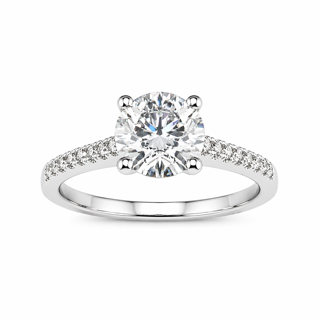 1.30ct 14K White Gold Round Diamond Engagement Ring