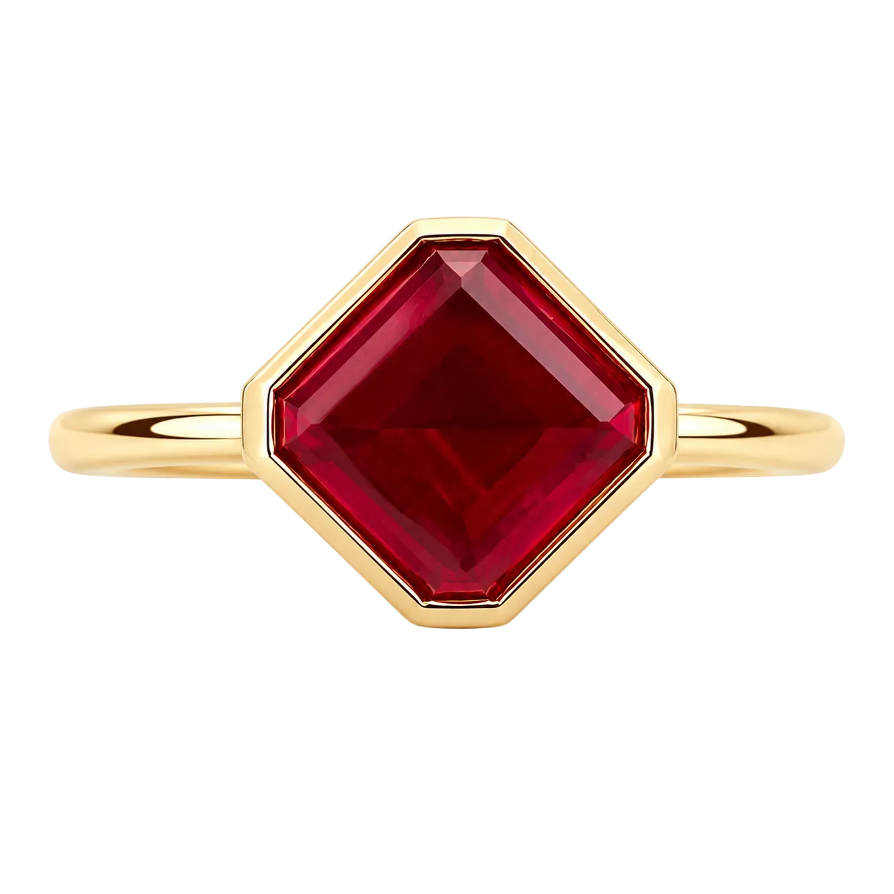 3.05ct 14K Yellow Gold Ruby Bezel Solitaire Ring