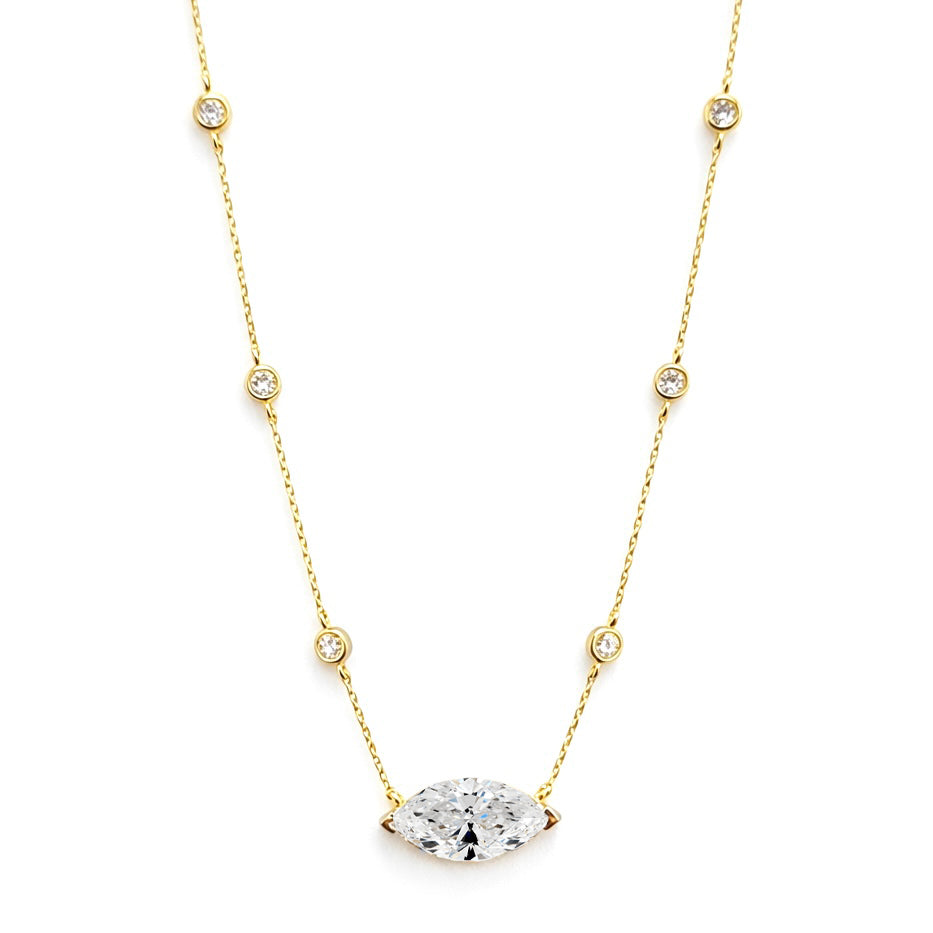 2.35ct 14K Yellow Gold Marquise Diamond by Yard Necklace (EGL Certified)