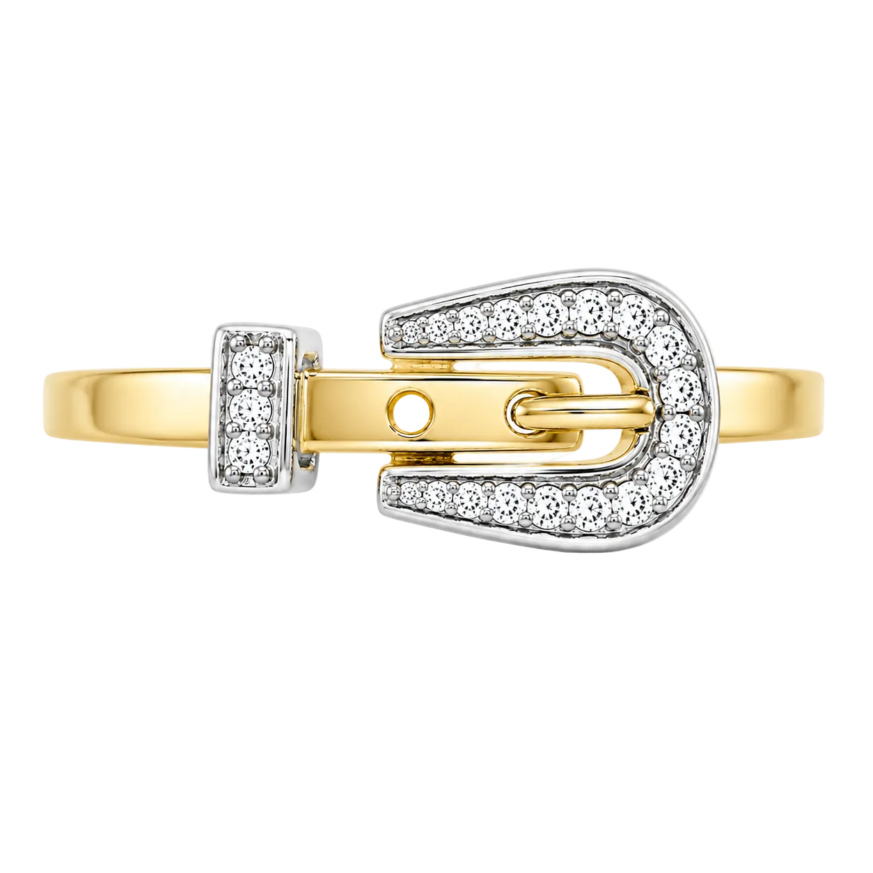 0.30ct 14K Two Tone Gold Belt Diamond Belt Ring