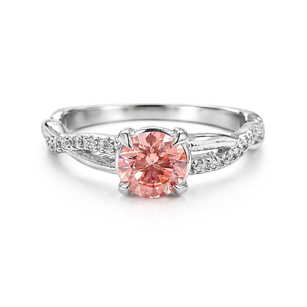 0.75ct 14K White Gold Fancy Vivid pink Diamond Ring