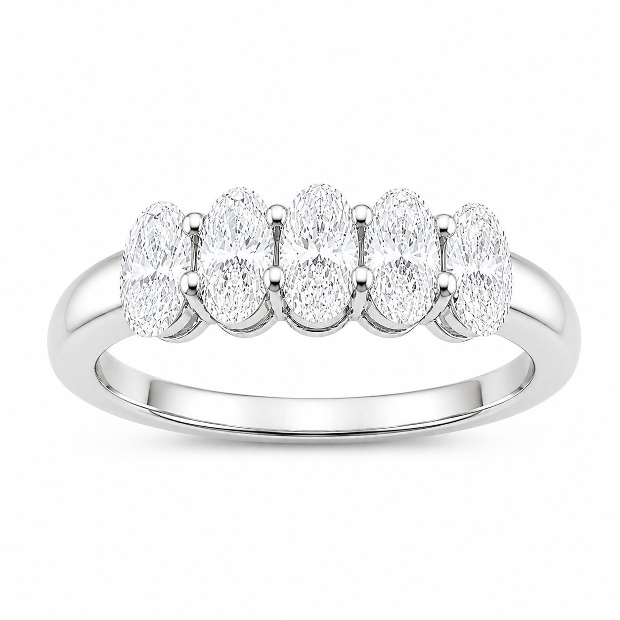 1.00ct 14K White Gold Half Eternity Band Oval Diamond Ring