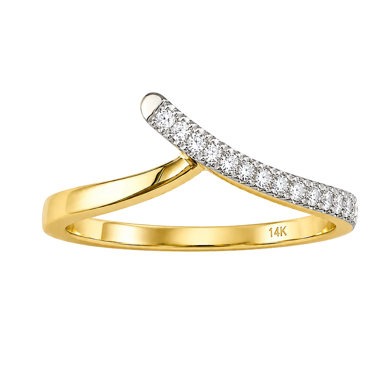 0.33ct. 14K Two Tone Gold Curve of Light Diamond Ring