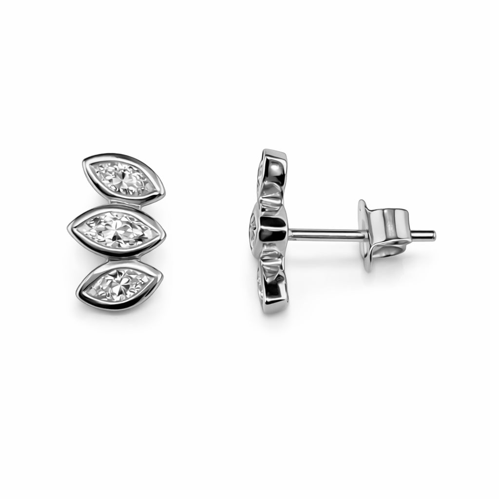 0.50ct 14K White Gold Fancy Bezel Marquise Pushback Earrings