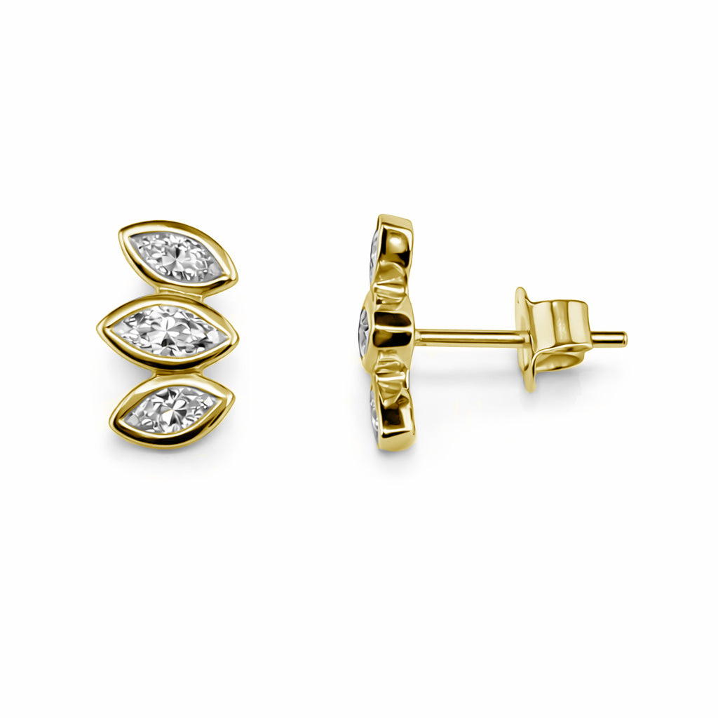 0.52ct 14K Yellow Gold Fancy Bezel Marquise Pushback Earrings