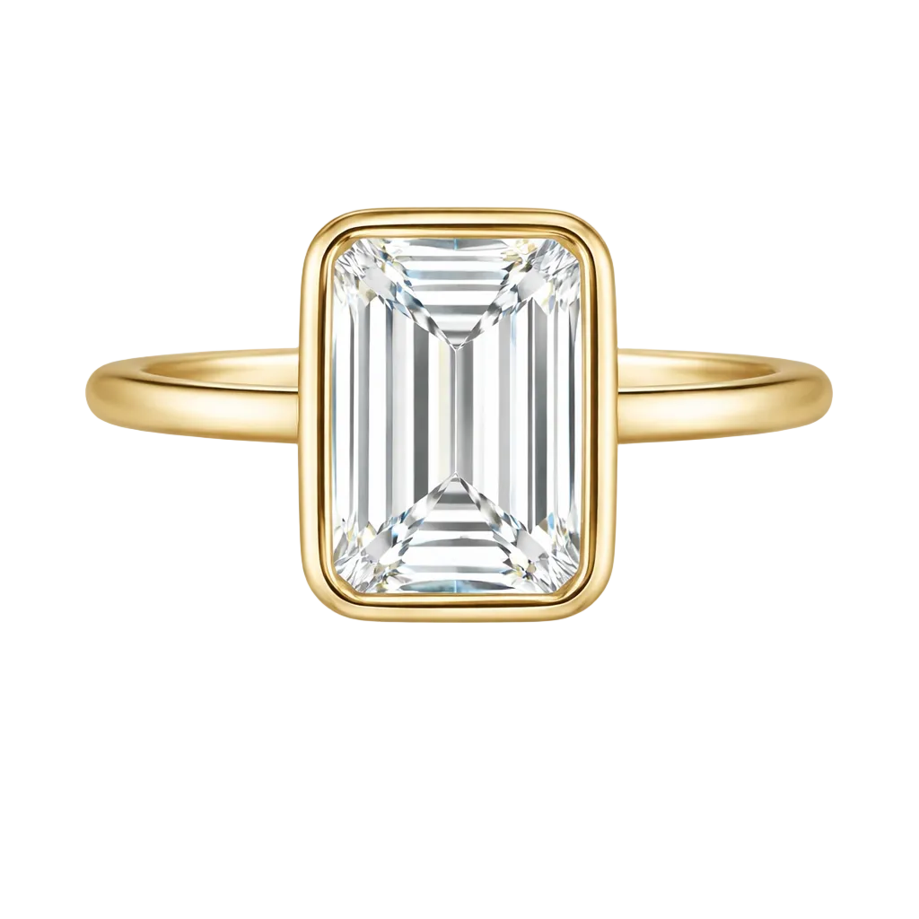 5.02ct 14K Yellow Gold Emerald Diamond Bezel Engagement Ring (IGI Certified)