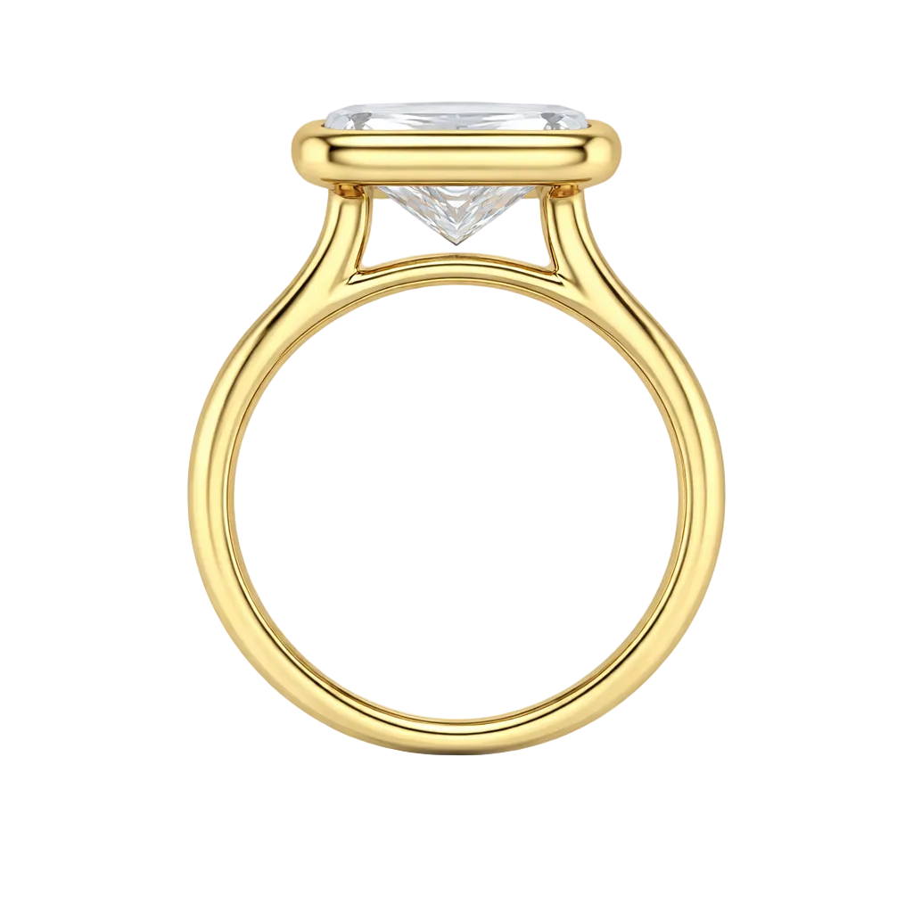5.06ct 14K Yellow Gold Emerald Diamond Bezel Engagement Ring (IGI Certified)