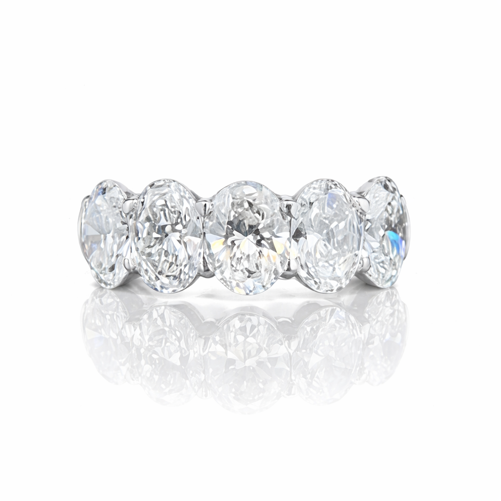 3.06ct 14K White Gold Half Eternity Band Oval Diamond Ring