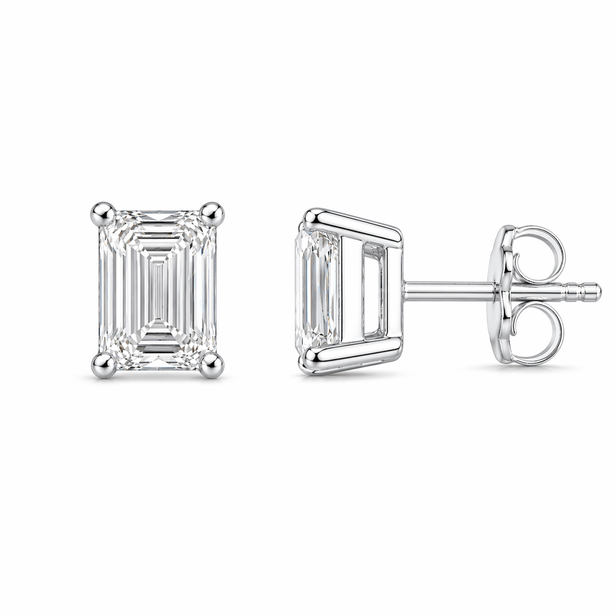 1.00ct. 14K White Gold Ashoka Diamond Stud Push Back Earrings