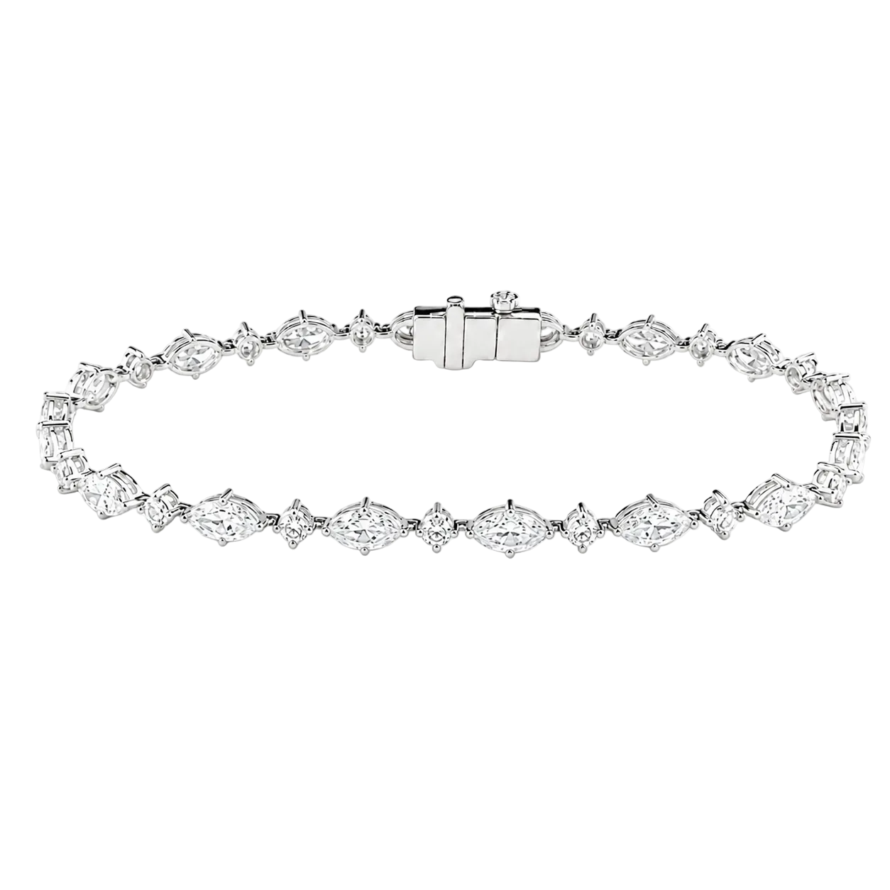 5.58ct 14K White Gold Marquise & Round Lab-Grown Diamond Tennis Bracelet