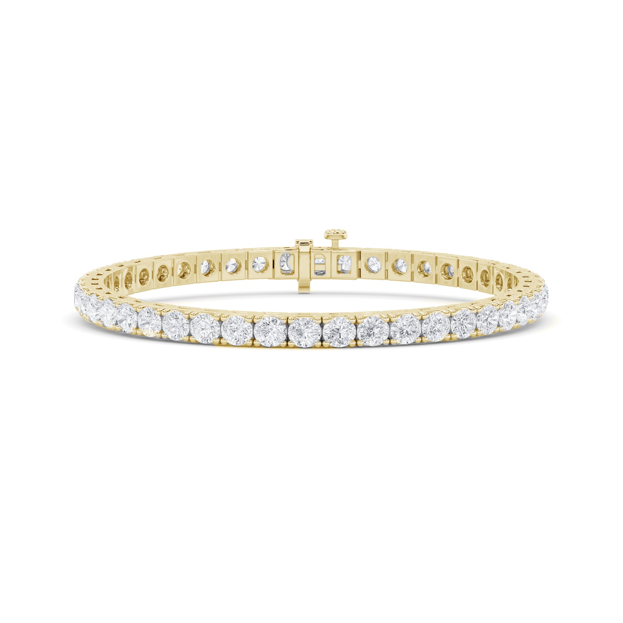 7.30ct 14K Yellow Gold Diamond Tennis Bracelet 7"