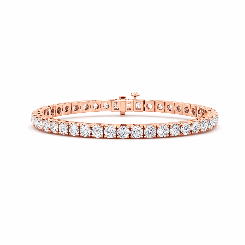 5.22ct 14K Rose Gold Diamond Tennis Bracelet 7"