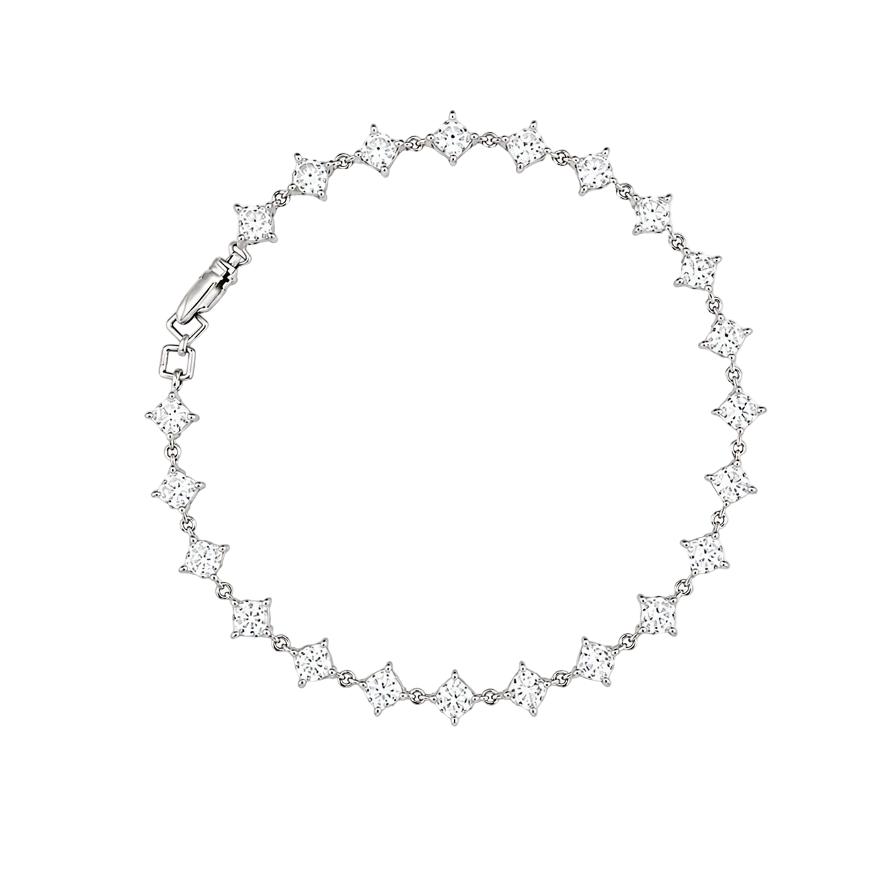 4.20ct 14K White Gold Princess Lab-Grown Diamond Tennis Bracelet