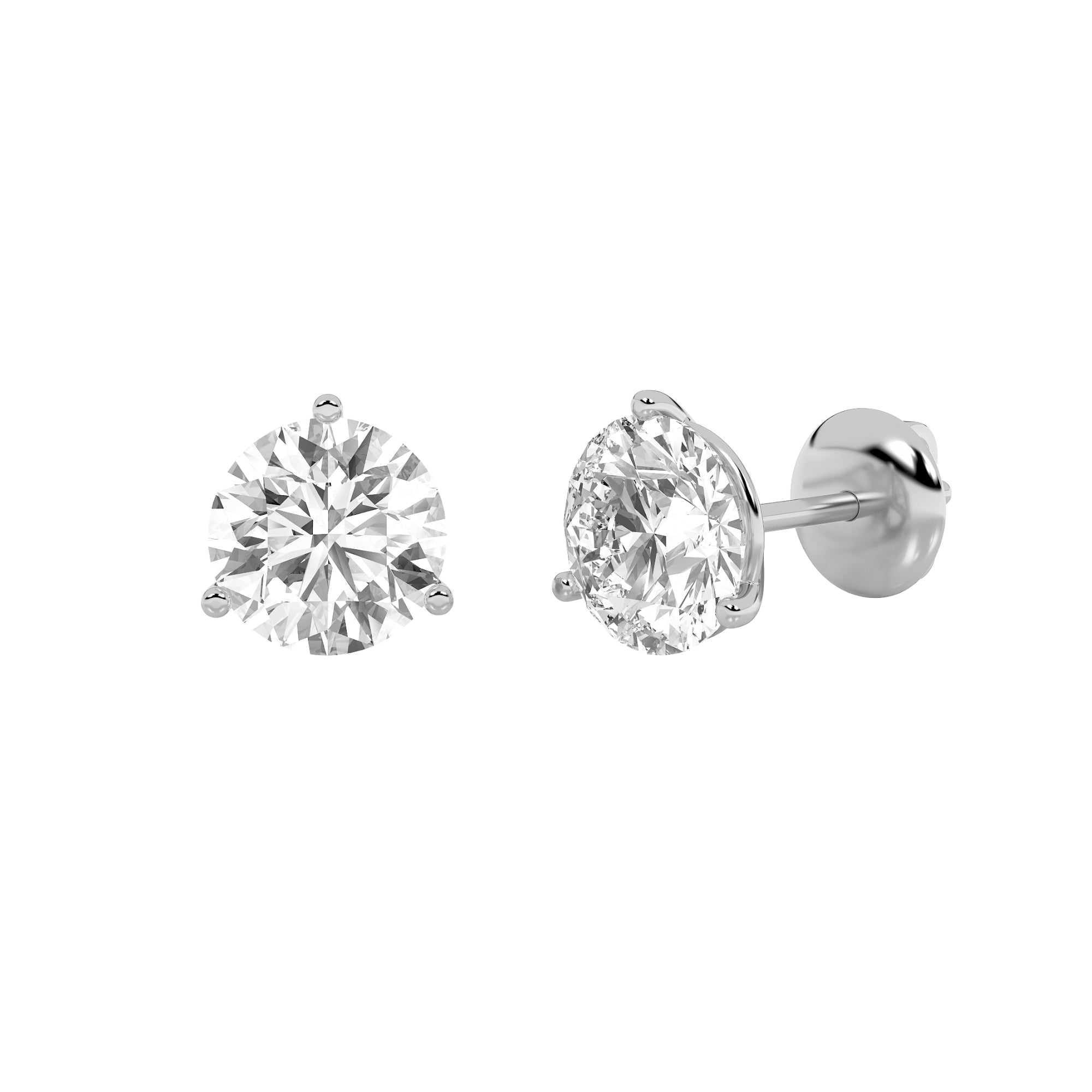 0.56ct 14K White Gold Round Diamond Martini Prong Stud Earrings Screw Back