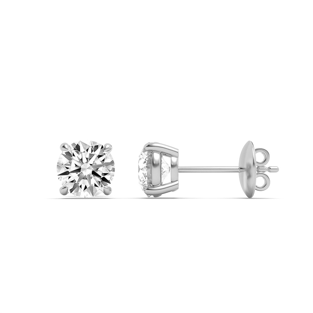 0.50ct 14K White Gold Round Diamond Push Back Solitaire Earrings