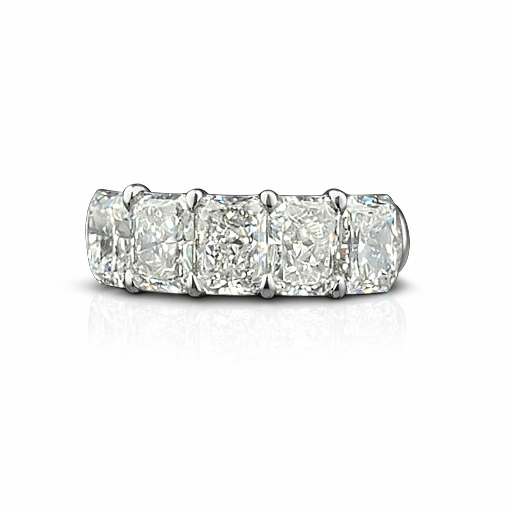 3.50ct 14K White Gold Half Eternity Band Radiant Diamond Ring