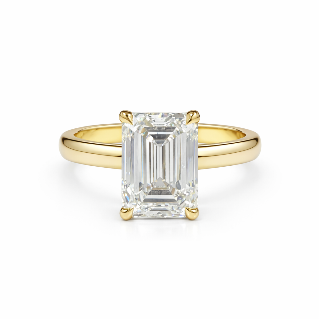5.03ct 14K Yellow Gold Emerald Diamond Eagle Prong Statement Ring (IGI Certified)