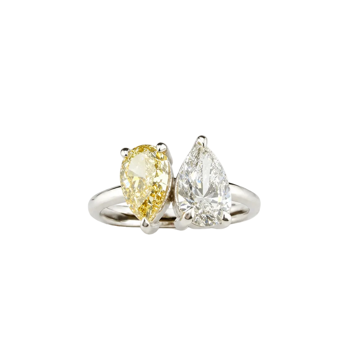 2.18ct 14K White Gold Two Pear Shaped Lab Grown Diamond Ring (IGI Certified)