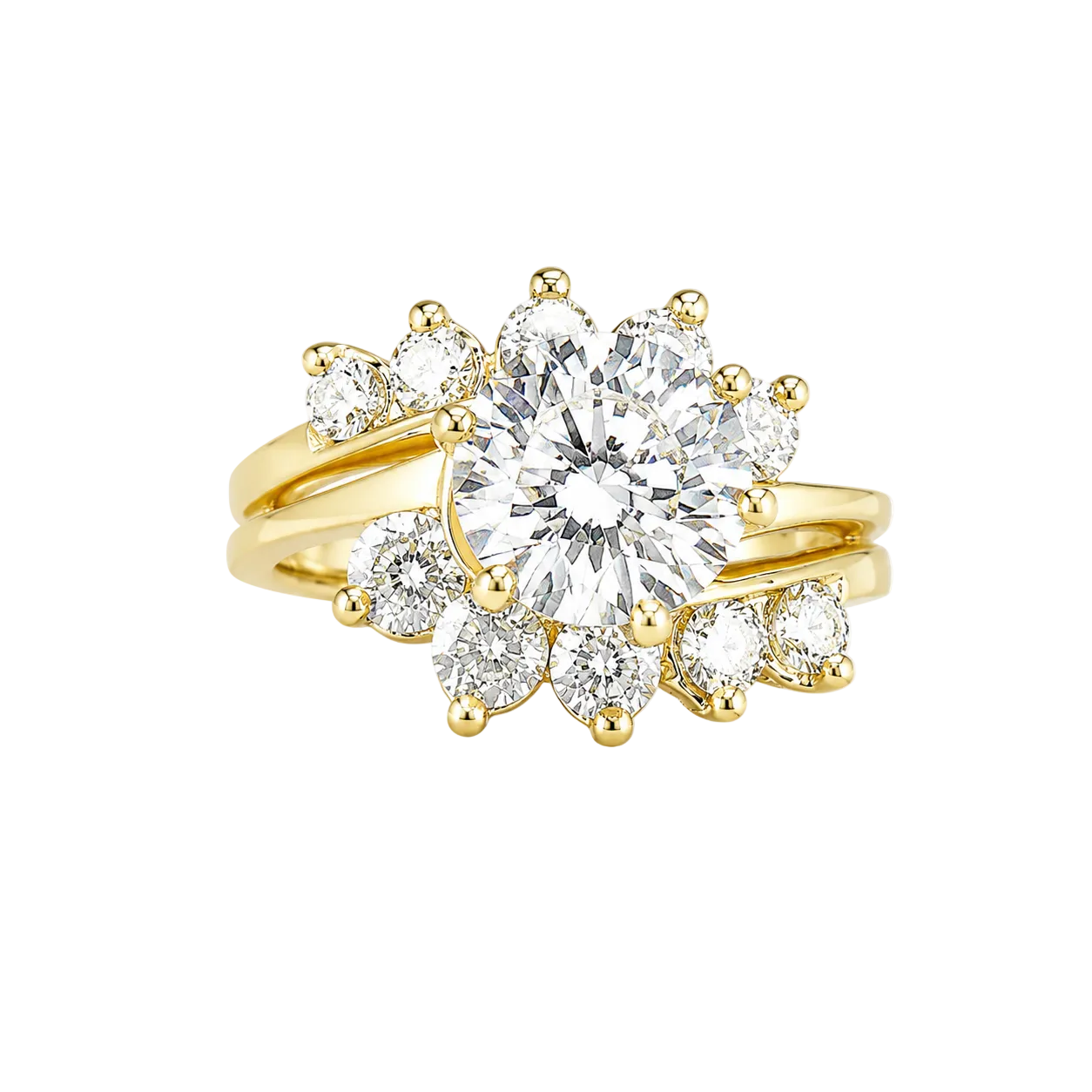 2.70ct 14K Yellow Gold Round Diamond Bridal Set Ring (IGI Certified)