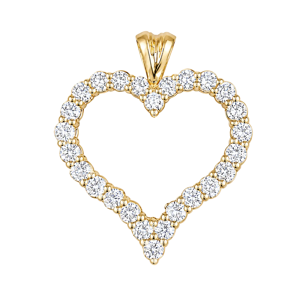 0.50ct 14K Yellow Gold Diamond Heart Outline Pendant