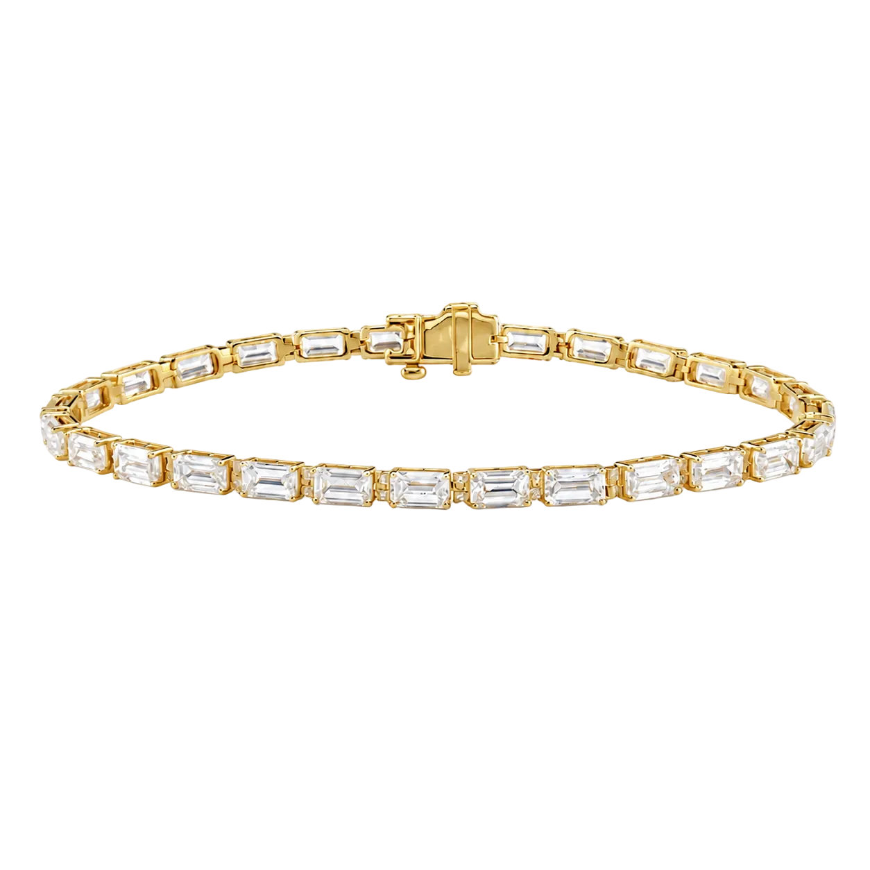 10.13ct 14K Yellow Gold Emerald Lab-Grown Diamond Cascade Bracelet