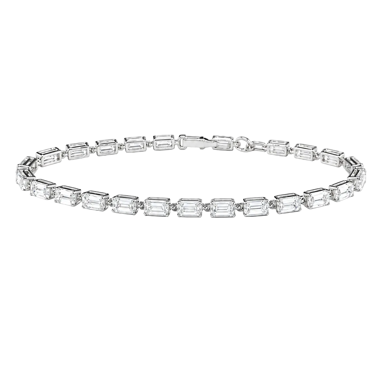 7.59ct 14K White Gold Emerald Lab-Grown Diamond Tennis Bracelet