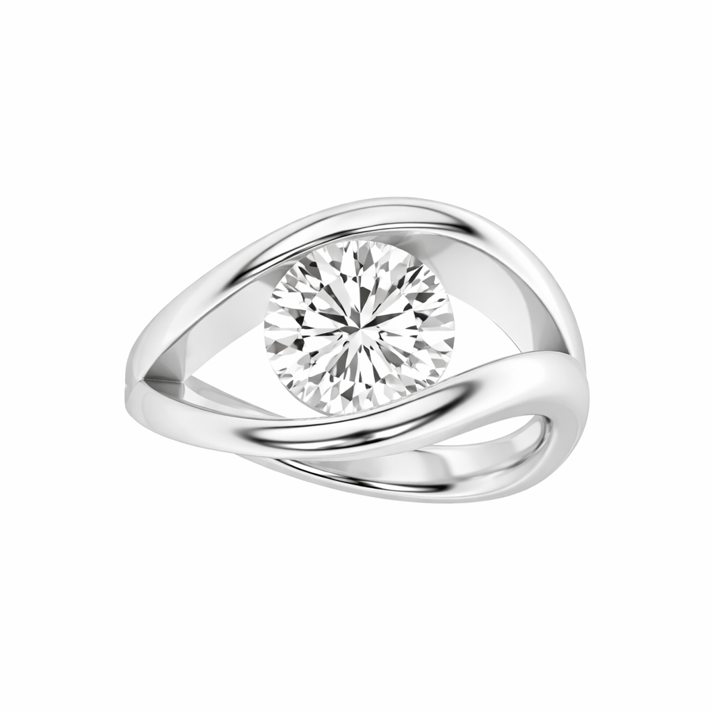 1.99ct 14K White Gold Round Diamond Orbit Solitaire Ring (IGI Certified)