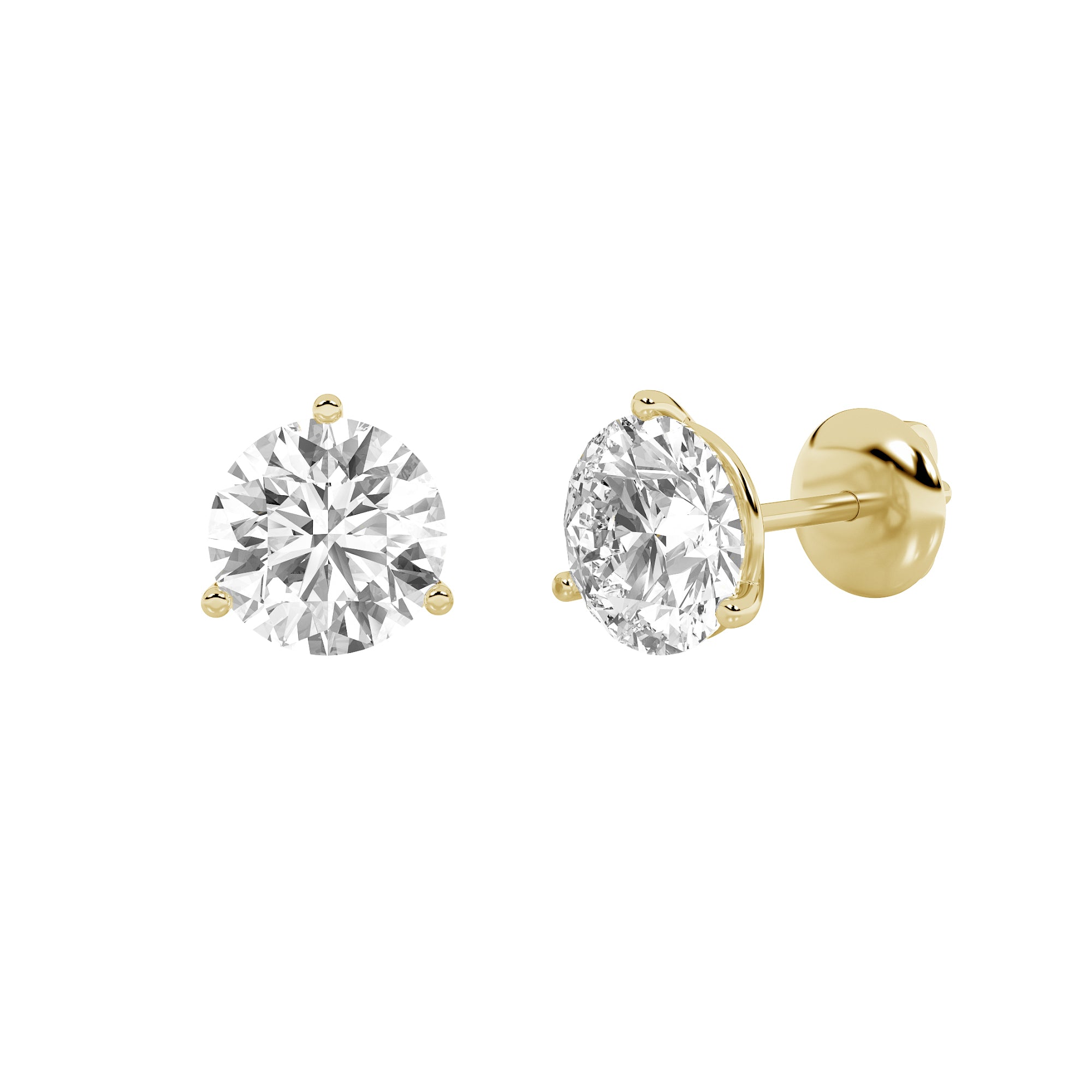 0.50ct 14K Yellow Gold Round Diamond Martini Prong Screw Back Earrings