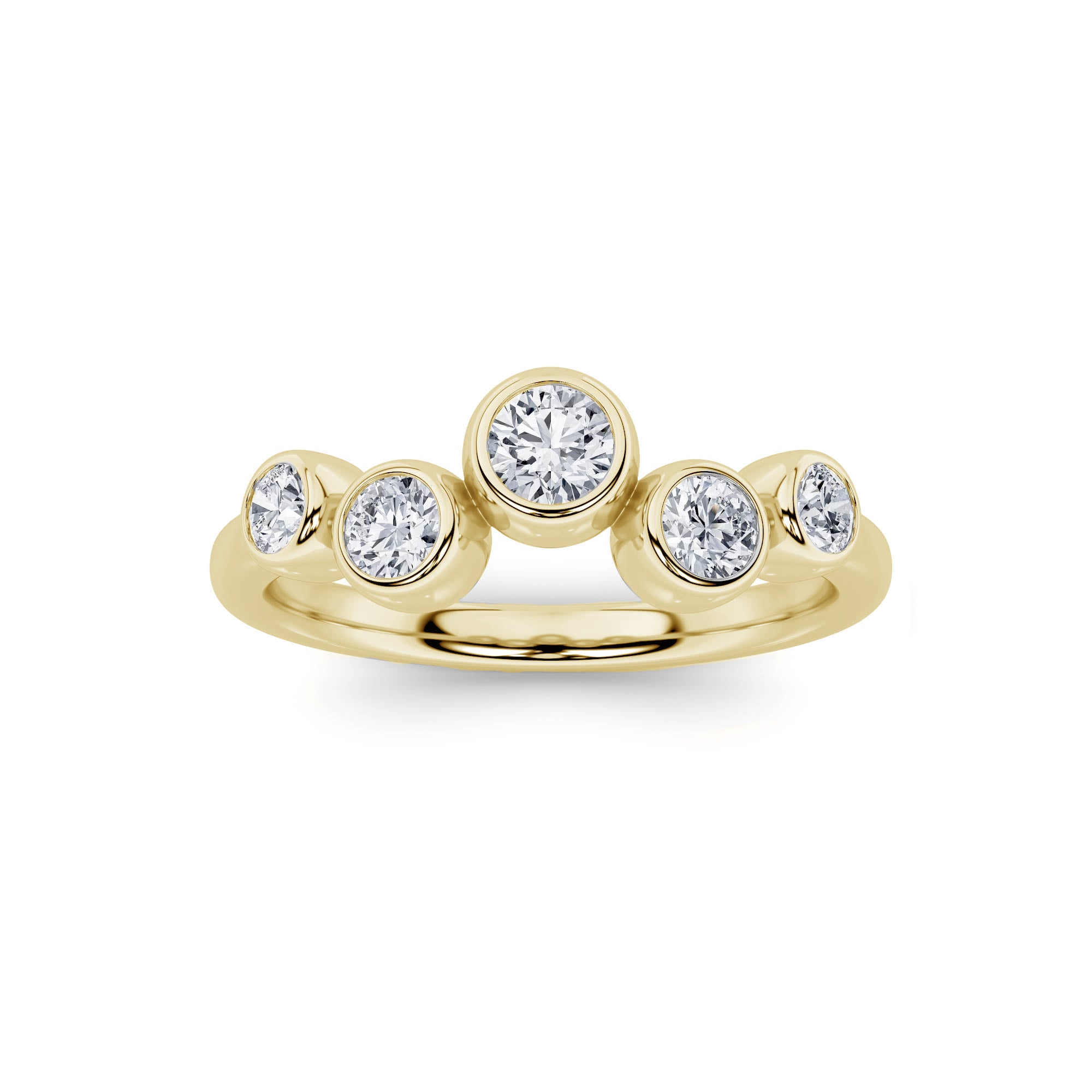 0.50ct 14K Yellow Gold Round Bubble Diamond Ring