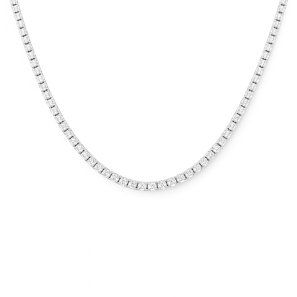6.05ct 14KT White Gold Diamond Tennis Necklace 18"