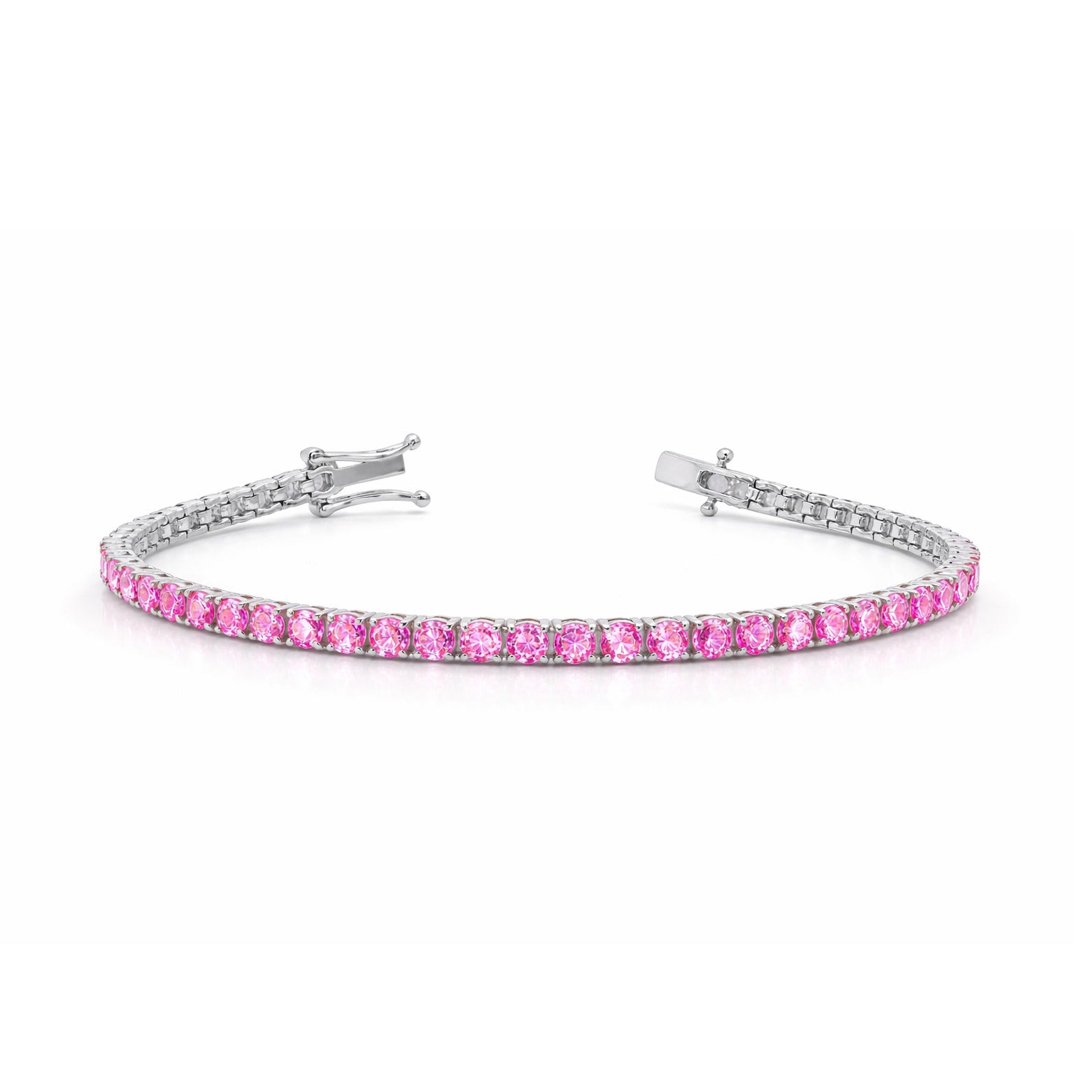 3.01ct 14K White Gold Fancy Pink Diamond Tennis Bracelet 7"