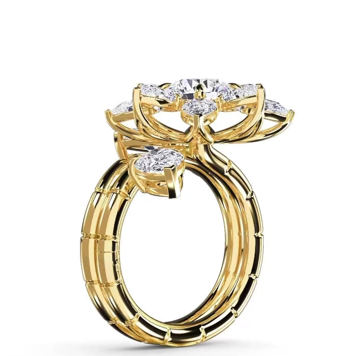 6.50ct 14KT Yellow Gold Yellow Open Fashion Diamond Luxury Ring
