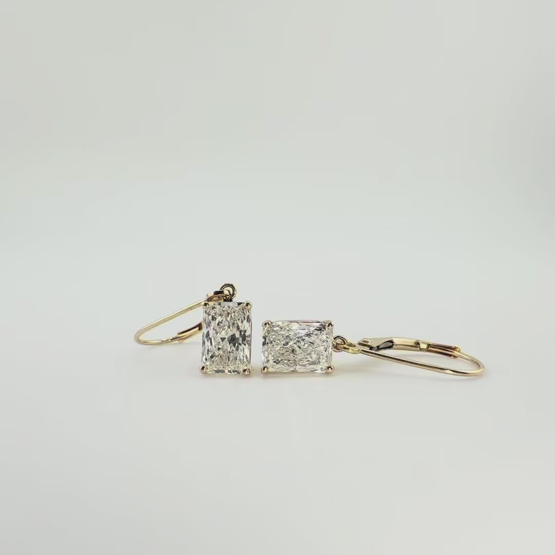 2.06ct 14K Yellow Gold Radiant Diamond Solitaire Hoop Earrings
