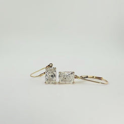 2.06ct 14K Yellow Gold Radiant Diamond Solitaire Hoop Earrings