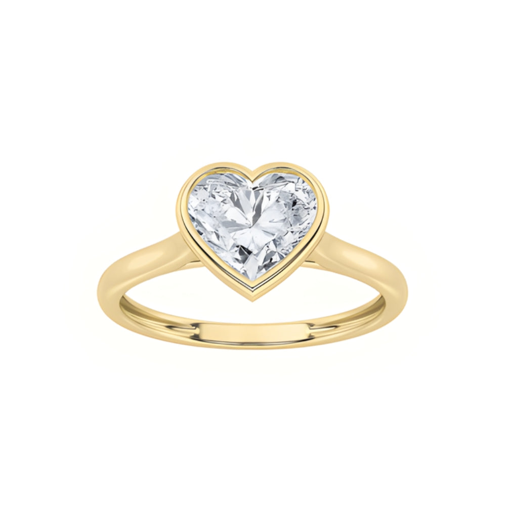 2.97ct 14K Yellow Gold Heart Diamond Bezel Ring (IGI Certified)