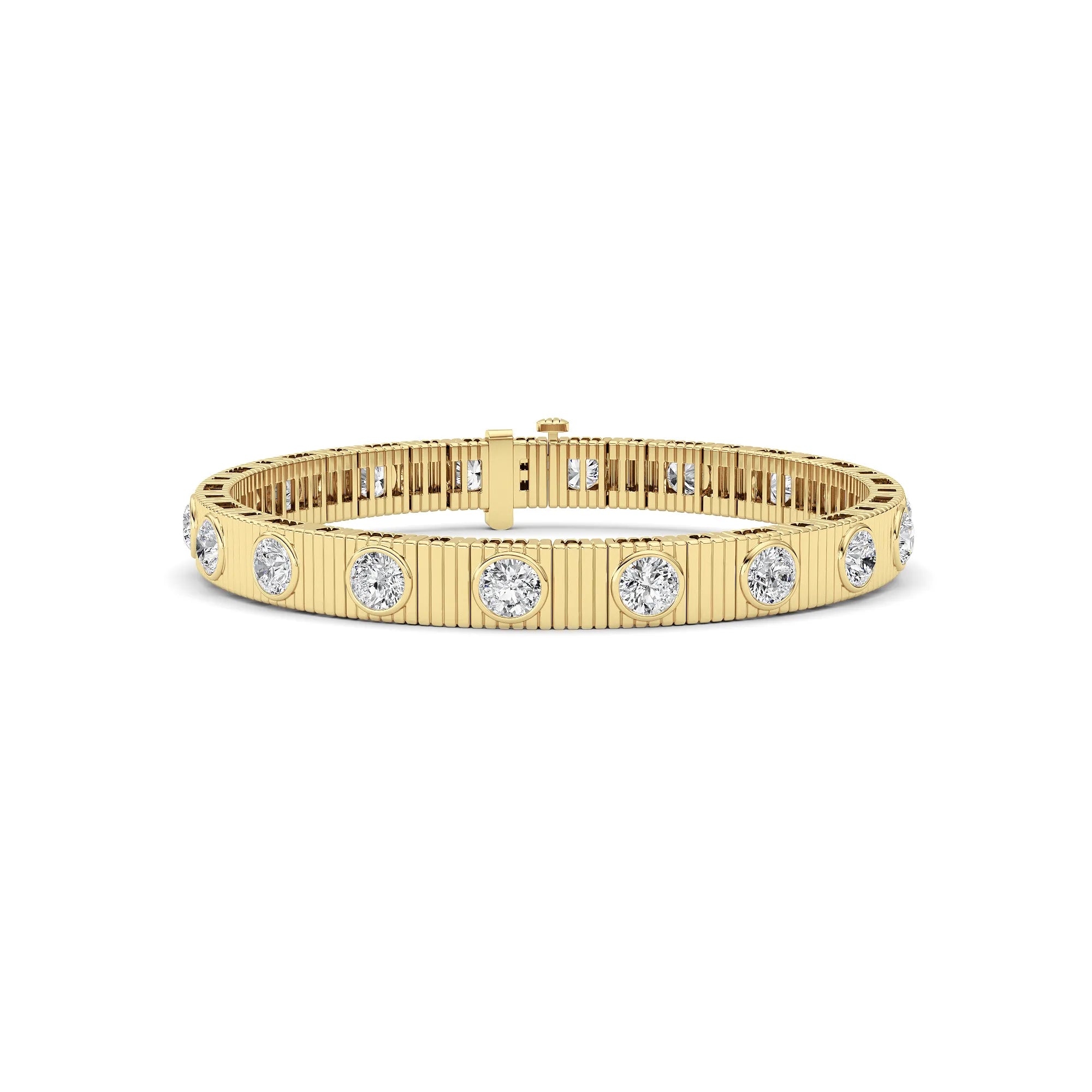 7.00ct 14K Yellow Gold Unity Fancy Round Diamond Bracelet 7" (IGI CERTIFIED)